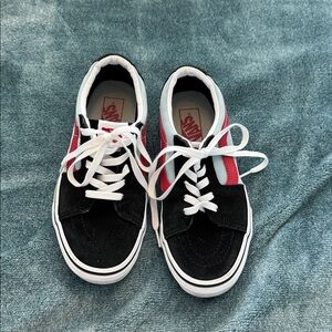 Vans Black and Red Low-Top Sneakers